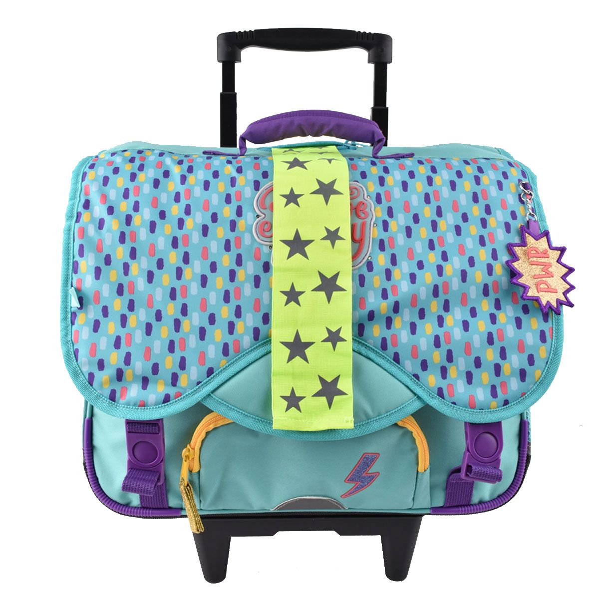 AUCHAN Cartable à roulette bleu POSITIVE ENERGY avec leds        