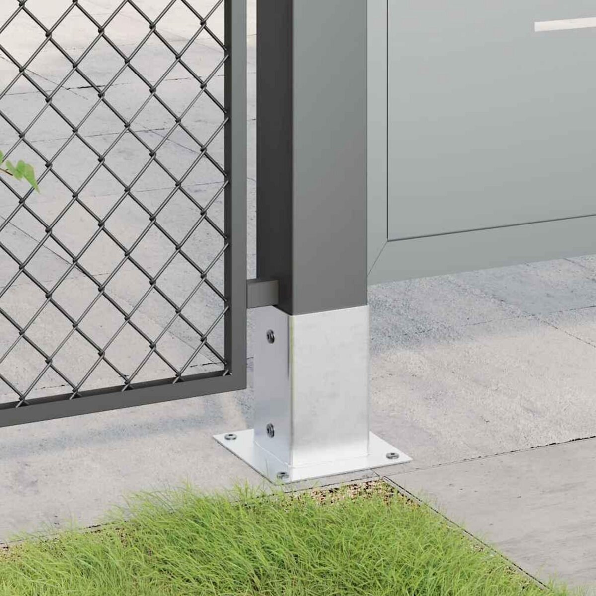 VIDAXL Bases de poteau carrees 12 pcs argent 91x91 mm acier galvanise