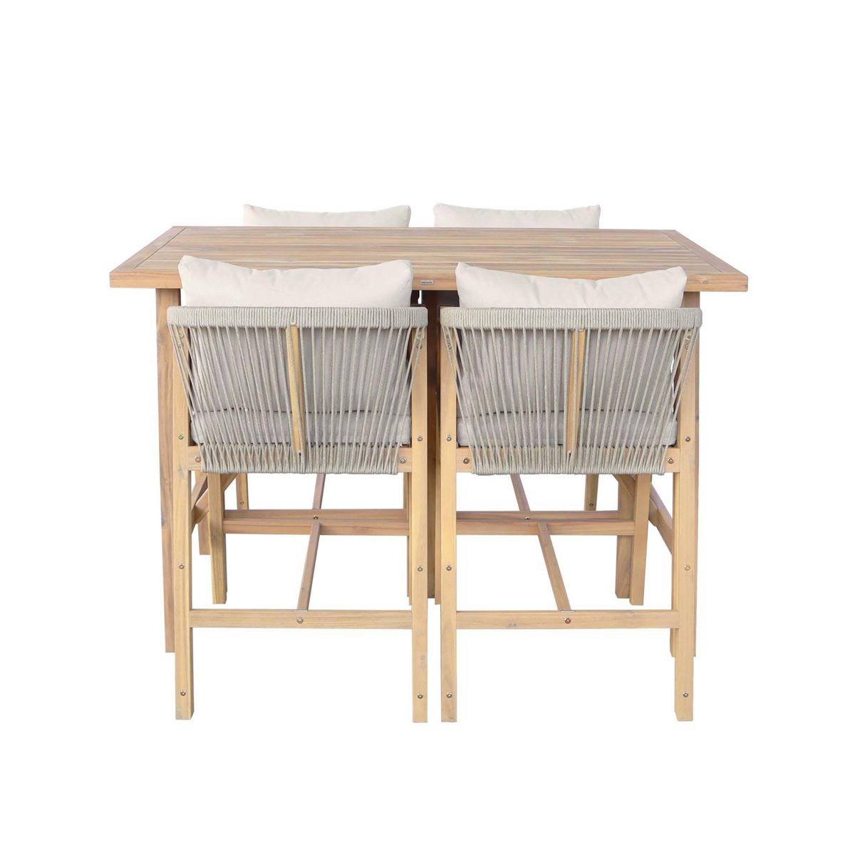 SWEEEK Table haute de jardin bois d'acacia + 4 assises Paloma et Zahara naturel 150 x 81 x 100 cm