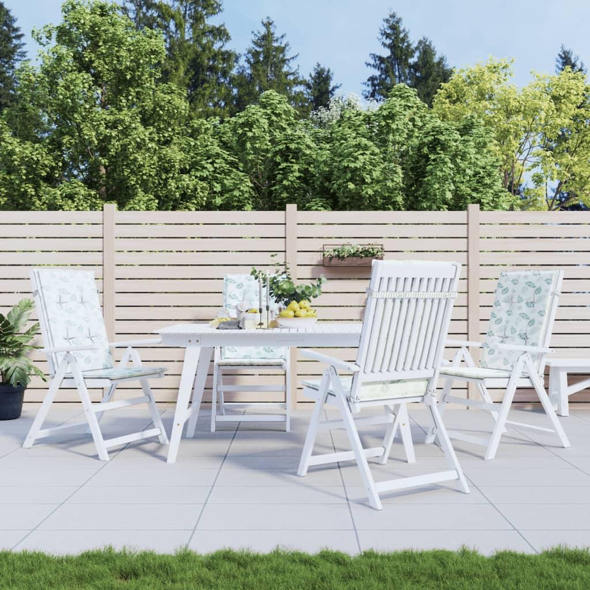 VIDAXL Coussins de chaise a dossier haut lot de 4 modele de feuille