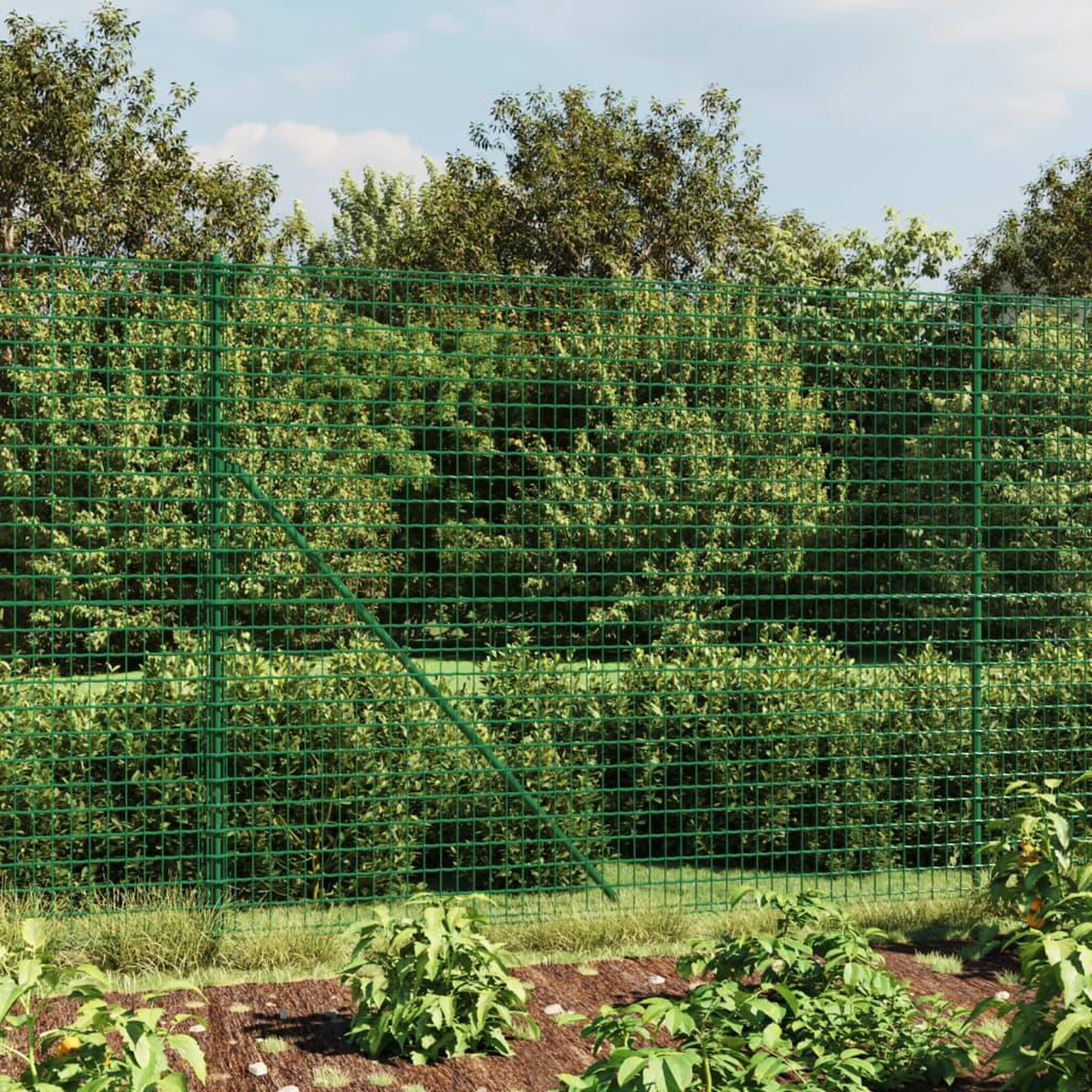 VIDAXL Cloture en treillis metallique avec bride vert 2x25 m