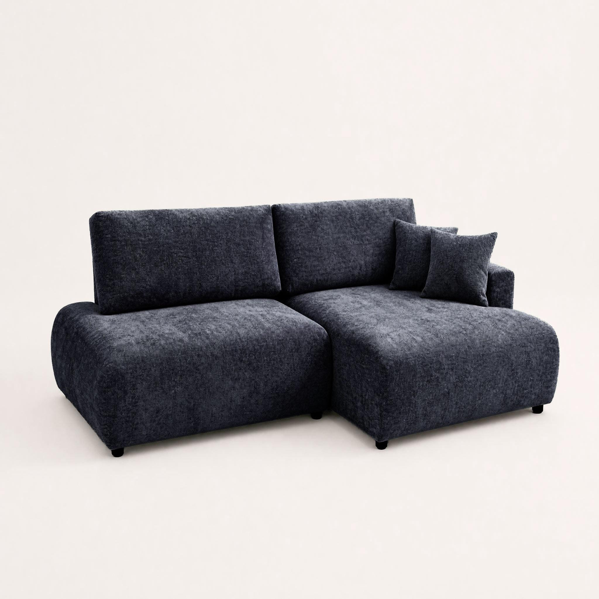 Voir la diapositive 3 : BEST MOBILIER Pivoine - canapé d'angle ouvert droit 4 places convertible avec coffre en tissu texturé