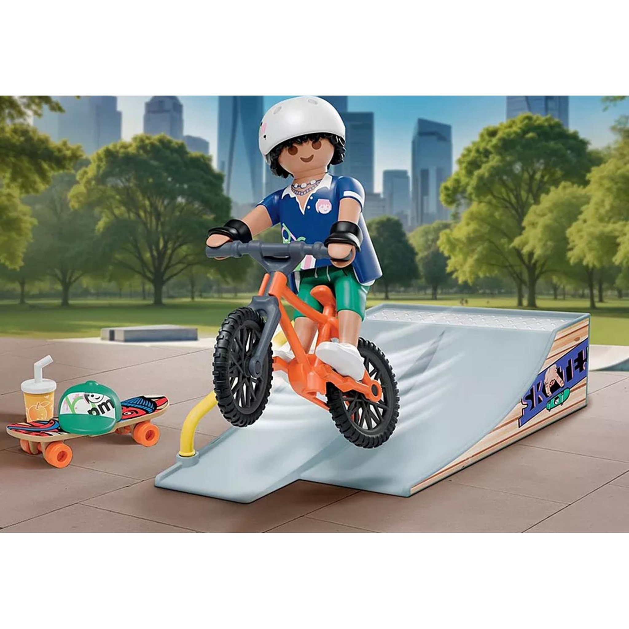Voir la diapositive 4 : PLAYMOBIL Rider avec rampe, skate et BMX