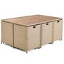 Voir la diapositive 3 : BEST MOBILIER Cuba – salon de jardin encastrable en résine tressé beige - 10 places - coussins beige + housse de protection