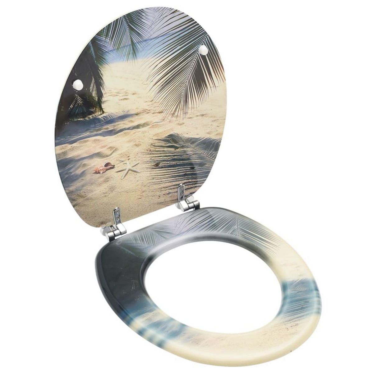 VIDAXL Siege de toilette avec couvercle MDF Design de plage