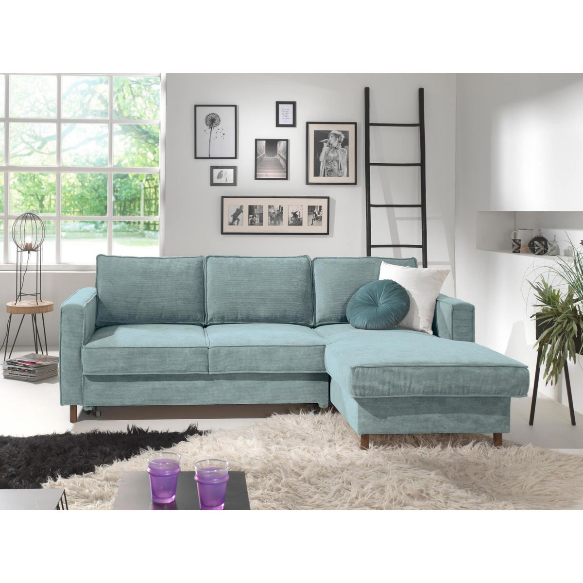 LISA DESIGN Jake - canapé d'angle droit - convertible avec coffre - 4 places - en velours côtelé