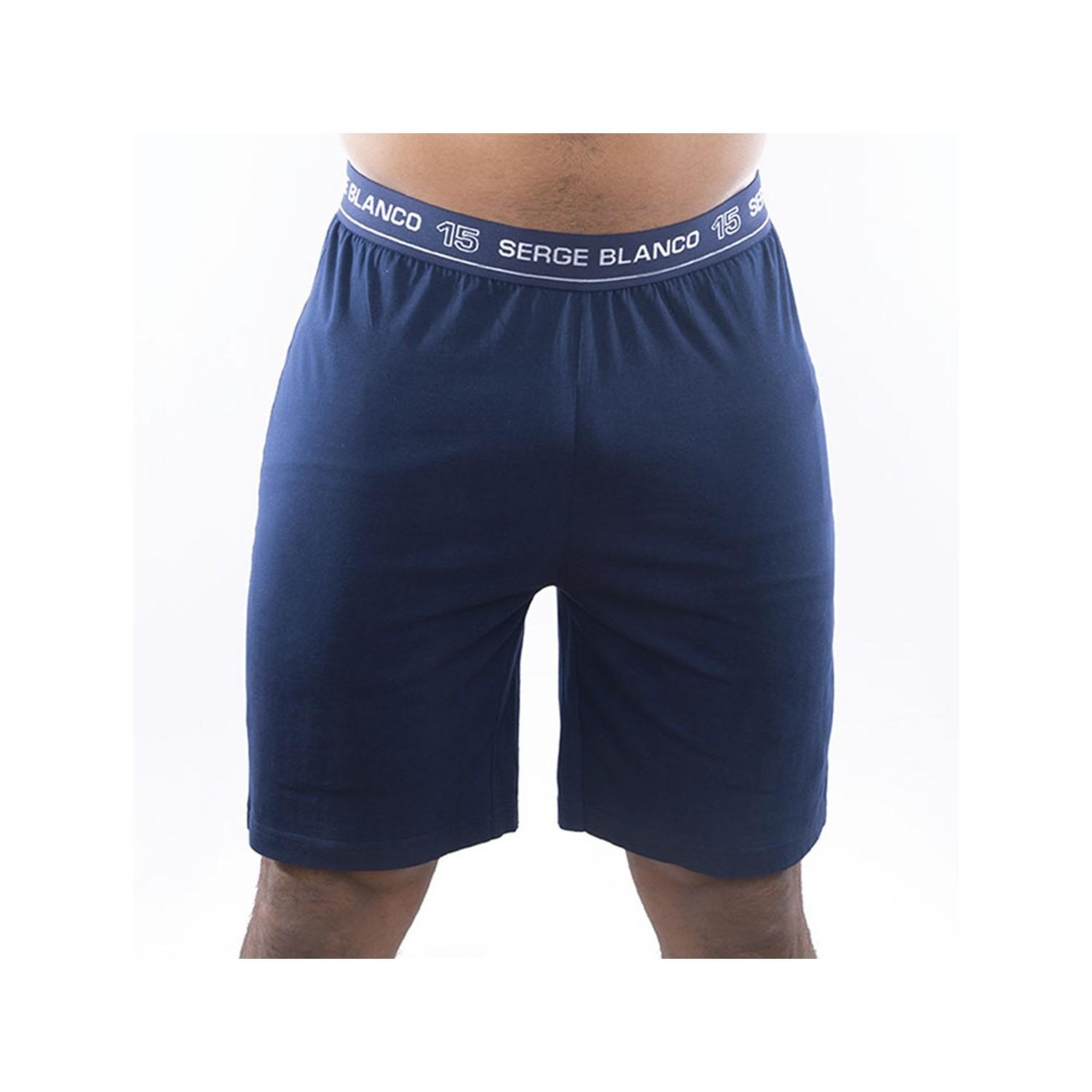 Voir la diapositive 4 : SERGE BLANCO Ensemble homme Pyjama court T-shirt col rond bicolore