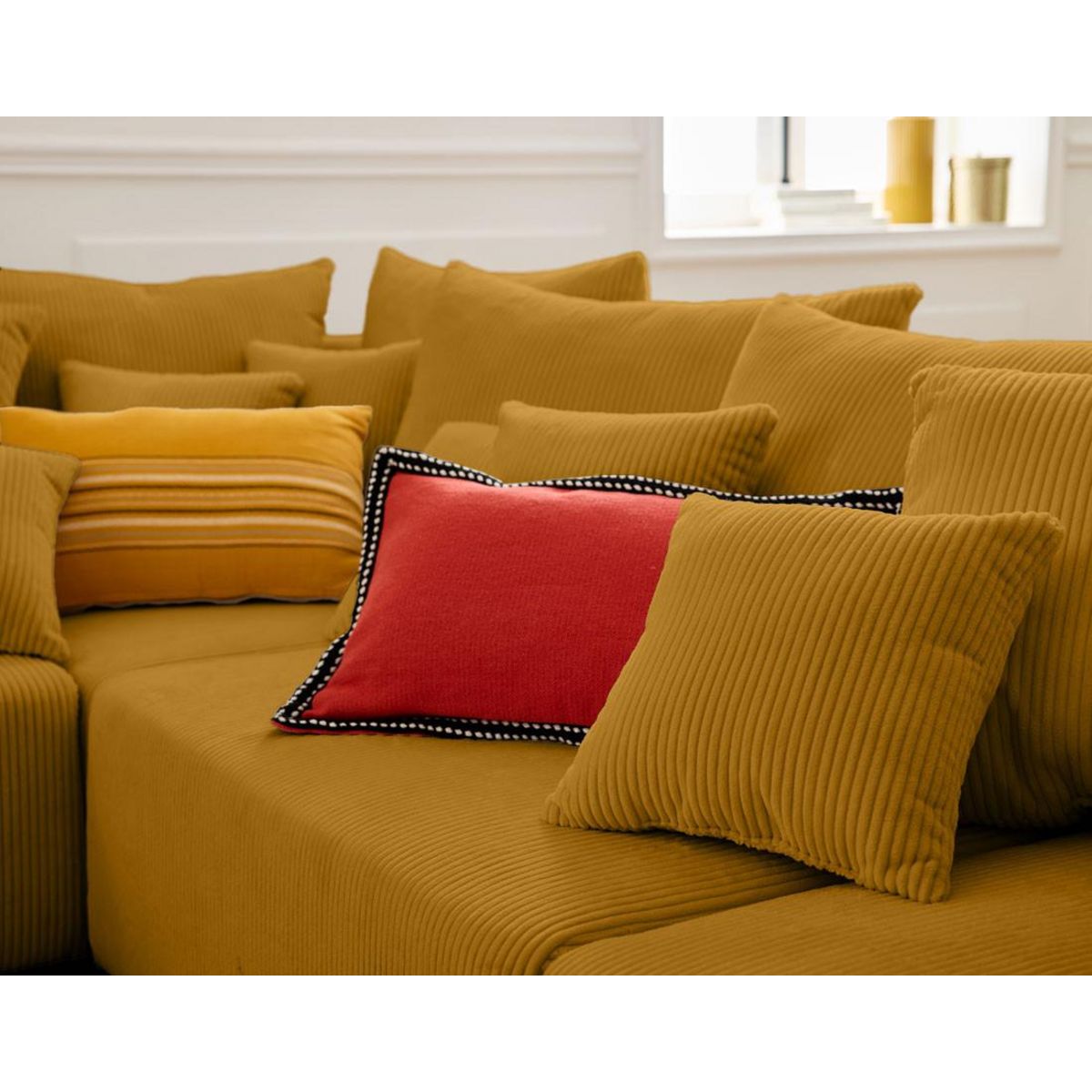 LISA DESIGN Edinburg - canapé modulable panoramique 8 places - en velours côtelé