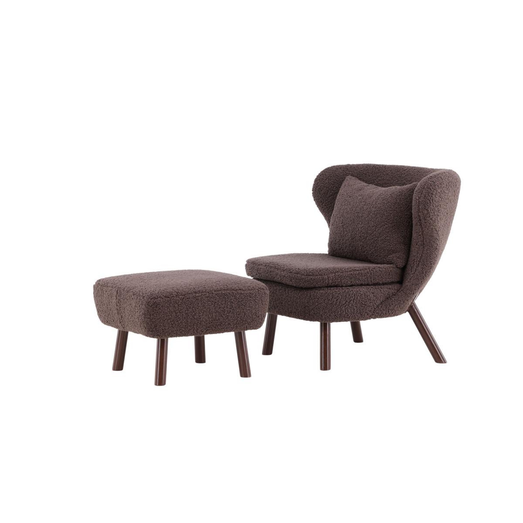 Voir la diapositive 3 : Paris Prix Fauteuil & pouf bouclette  ryxo  85cm marron