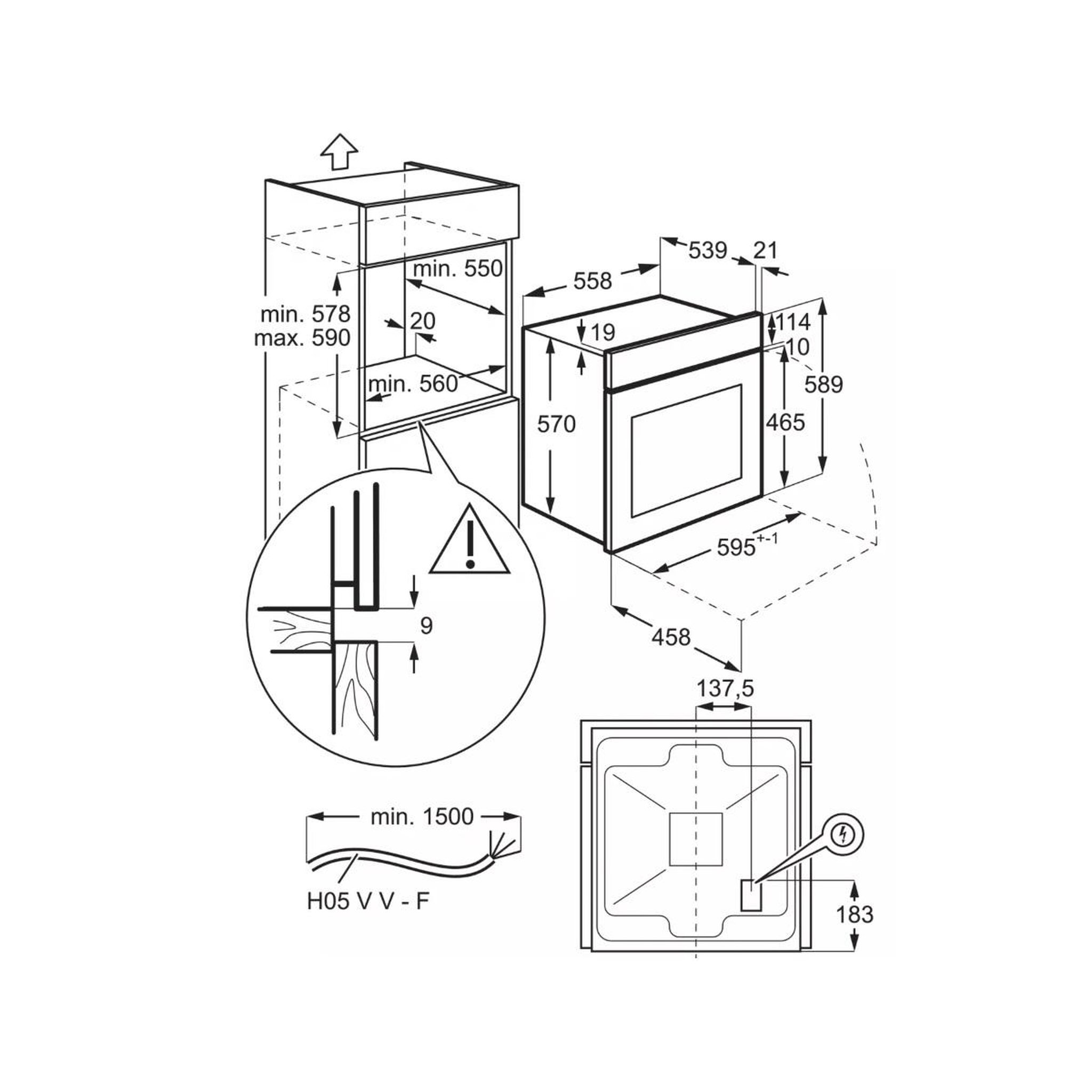 Voir la diapositive 4 : ELECTROLUX Four intégrable 65l 60cm catalyse inox - eoh3c01bx