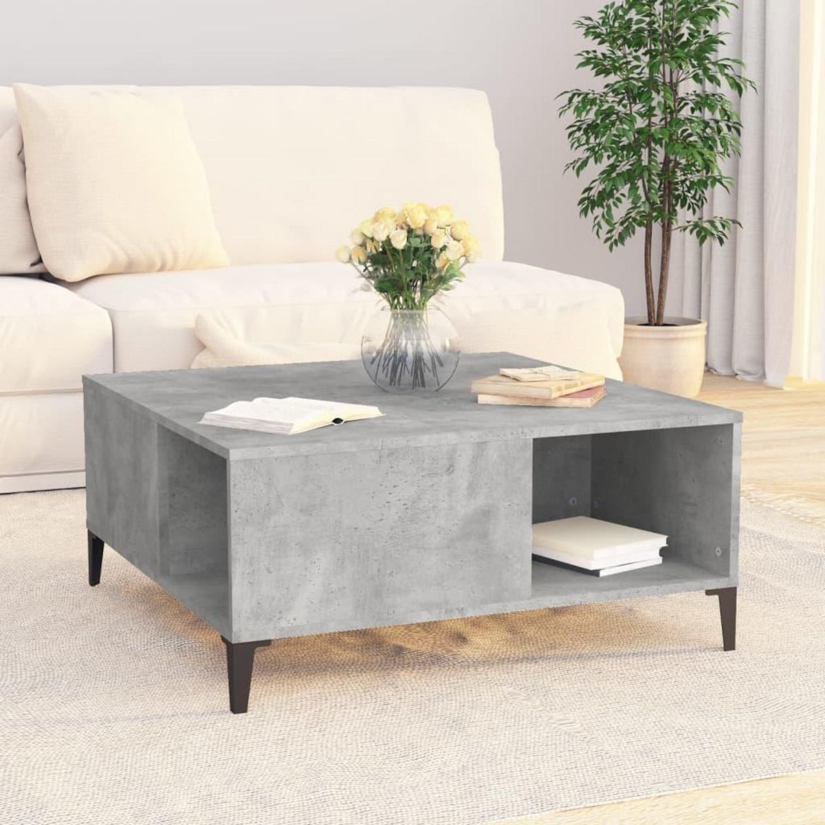 VIDAXL Table basse gris beton 80x80x36,5 cm bois d'ingenierie