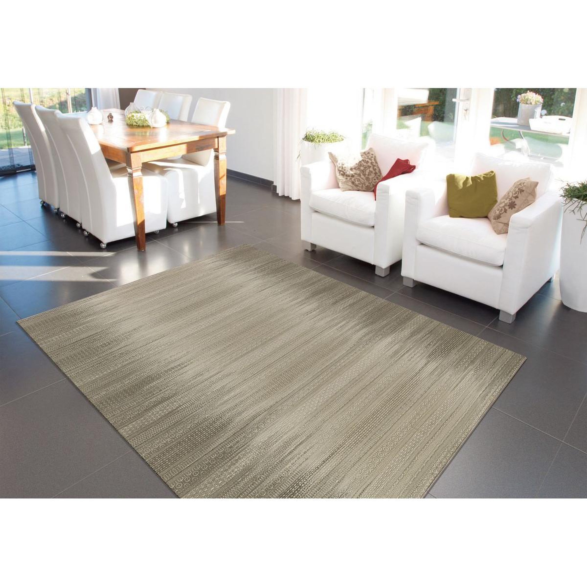 Voir la diapositive 2 : Paris Prix Tapis en laine tissé fait main  sunset  taupe