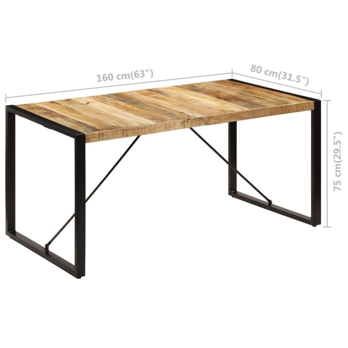 VIDAXL Table a manger 160x80x75 cm bois de manguier massif