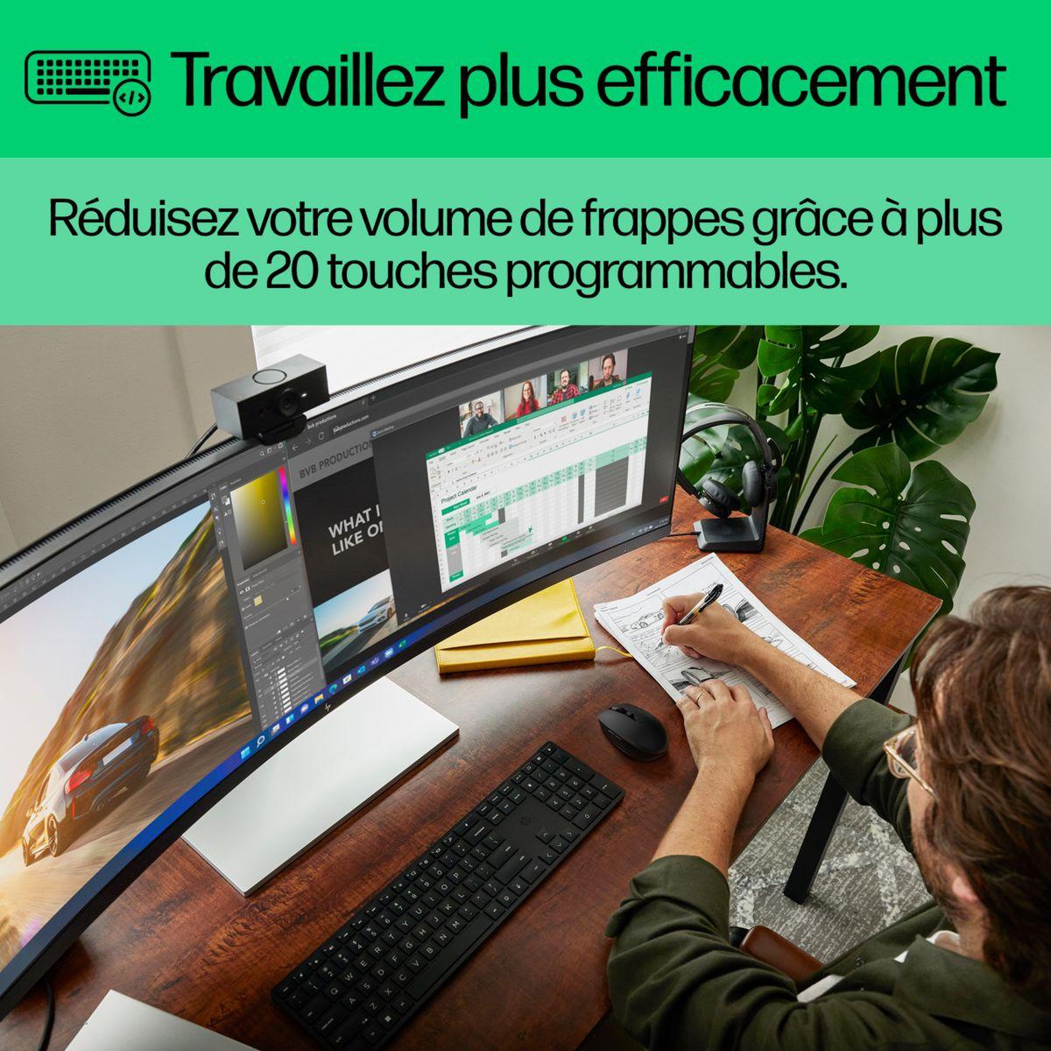 Voir la diapositive 3 : HP Clavier + Souris 650 Noir sans fil