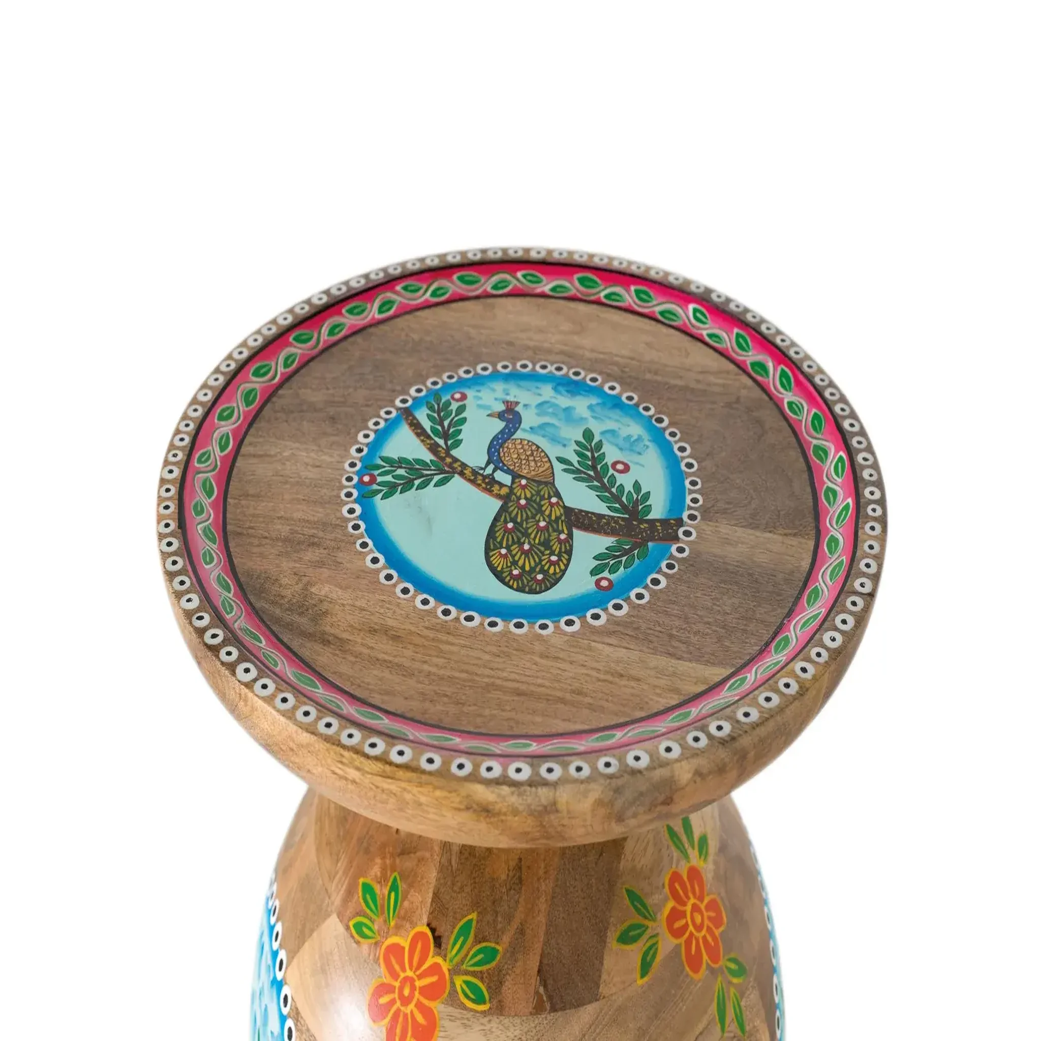 Voir la diapositive 2 : GINER Y COLOMER SL Table d'appoint en bois de manguier 42 cm style ethnique boho