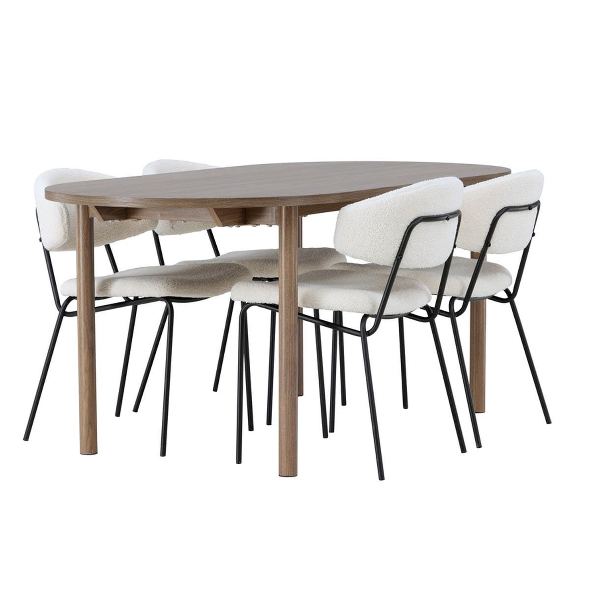 Paris Prix Ensemble table à manger & 4 chaises  andy & chico  180cm naturel & blanc crème