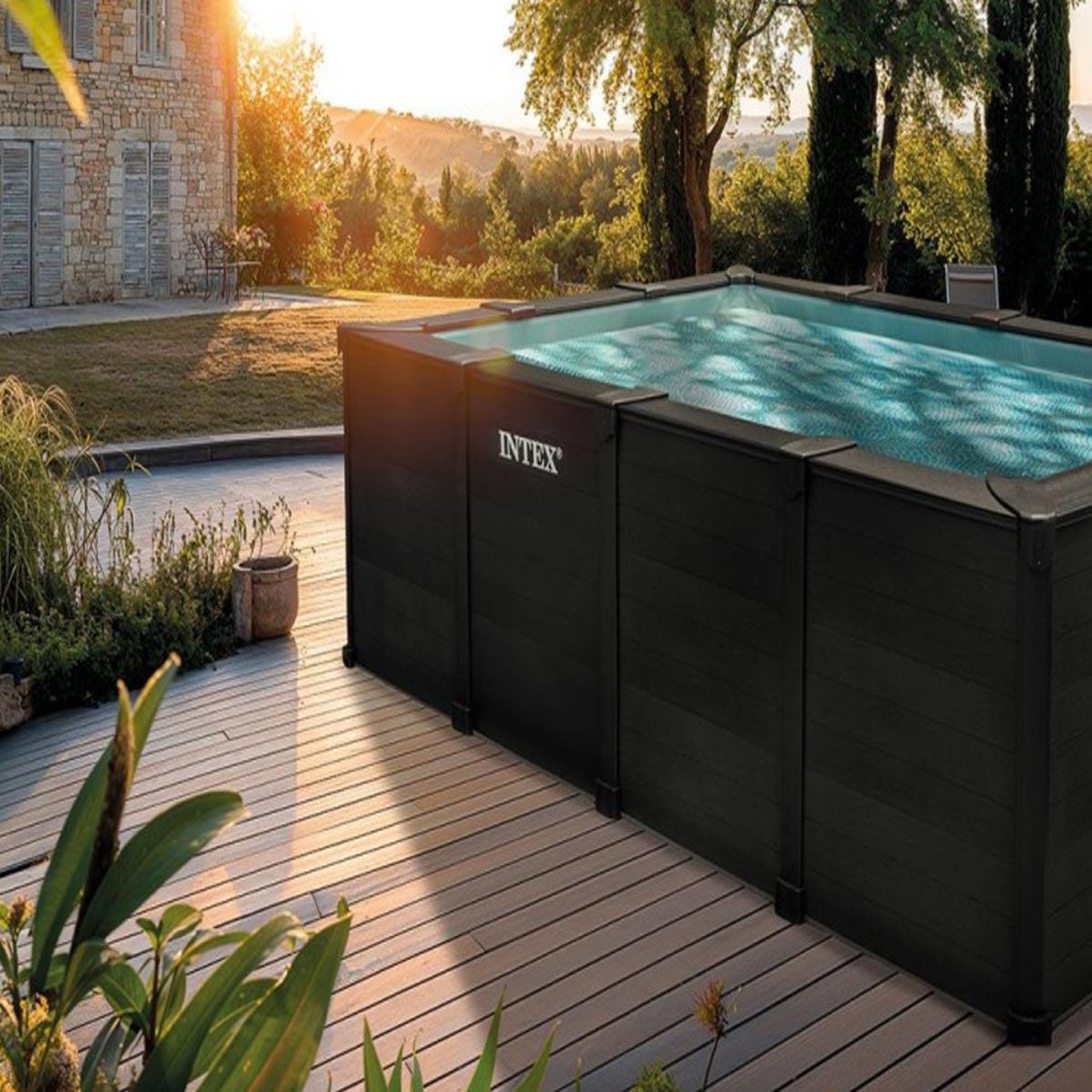 Voir la diapositive 4 : INTEX Piscine tubulaire graphite rectangulaire 4,00 x 3,00 x 1,24 m - intex