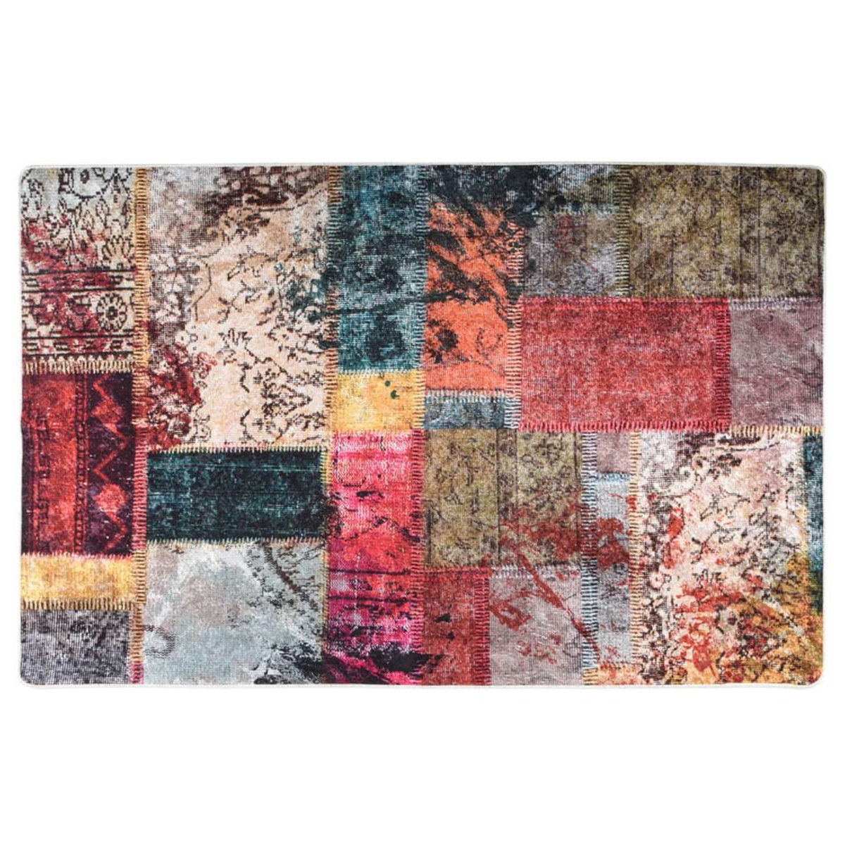 VIDAXL Tapis lavable antiderapant Patchwork 80x150 cm Multicolore