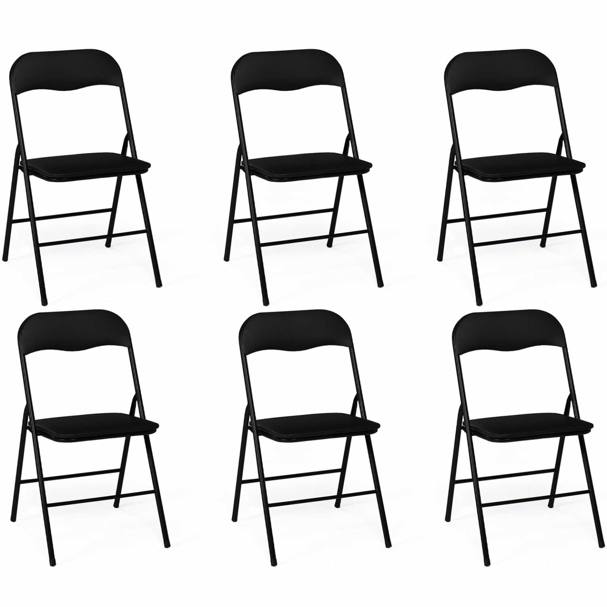 ID MARKET Lot de 6 chaises pliantes kity noires en pu