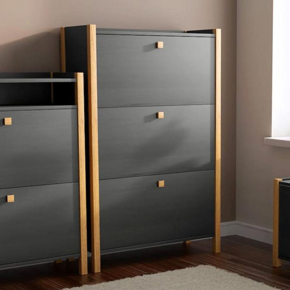 Paris Prix Meuble à Chaussures 3 Compartiments  Hannover  121cm Gris