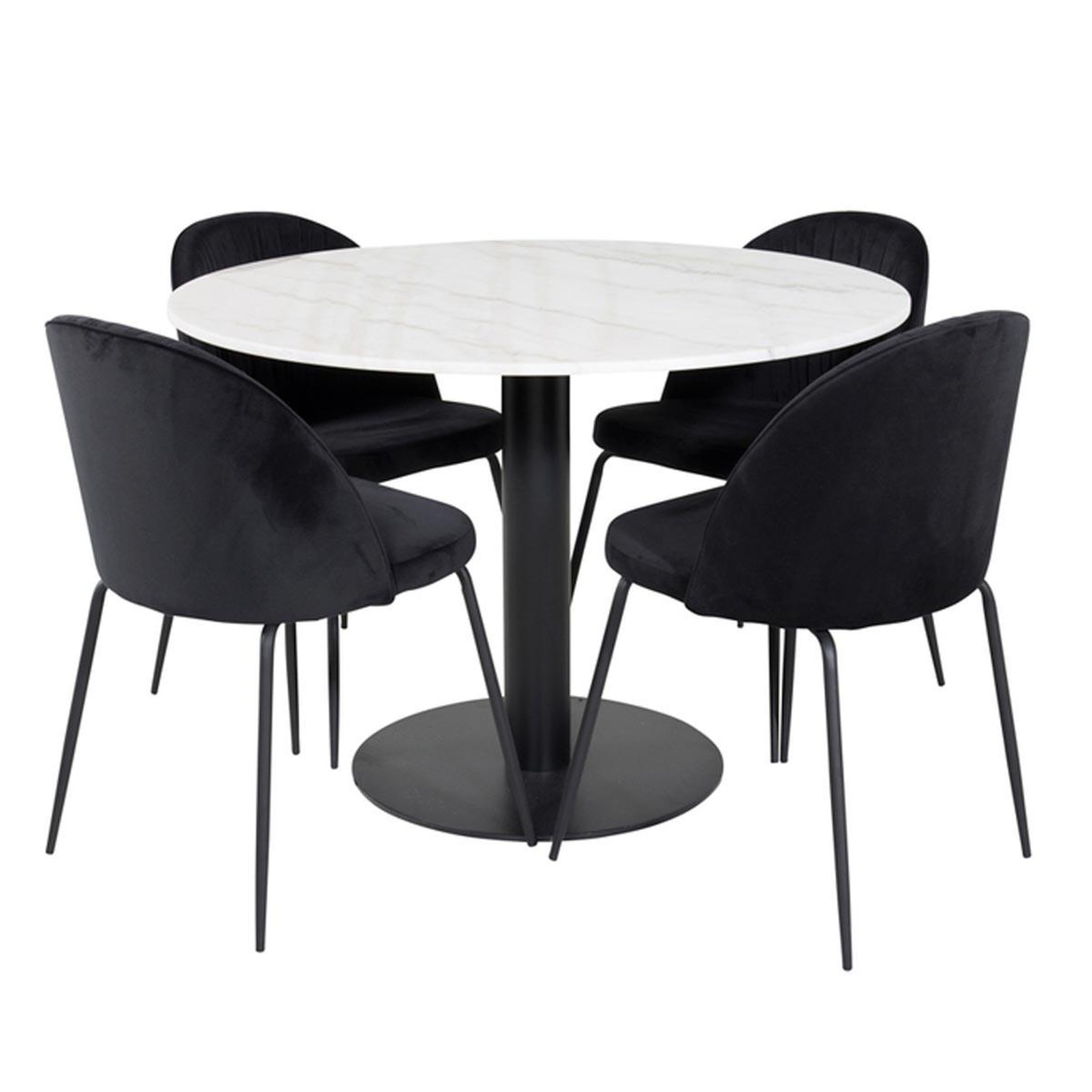 Paris Prix Ensemble table à manger & 4 chaises  estelle & wrinkles  106cm blanc & noir