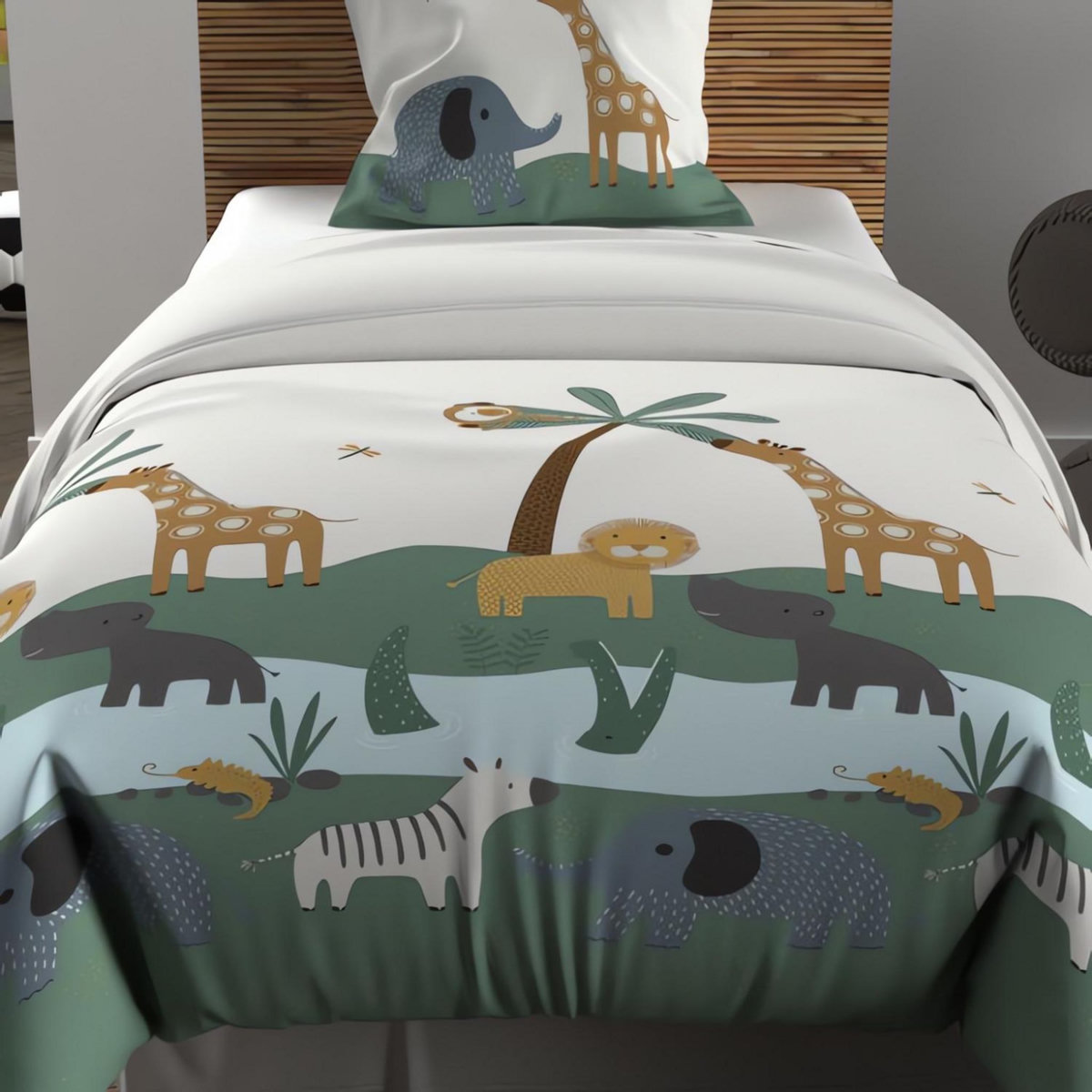 SOLEIL D'OCRE Parure housse de couette SAVANE, 100% coton 57 fils/cm2, par Soleil d'Ocre