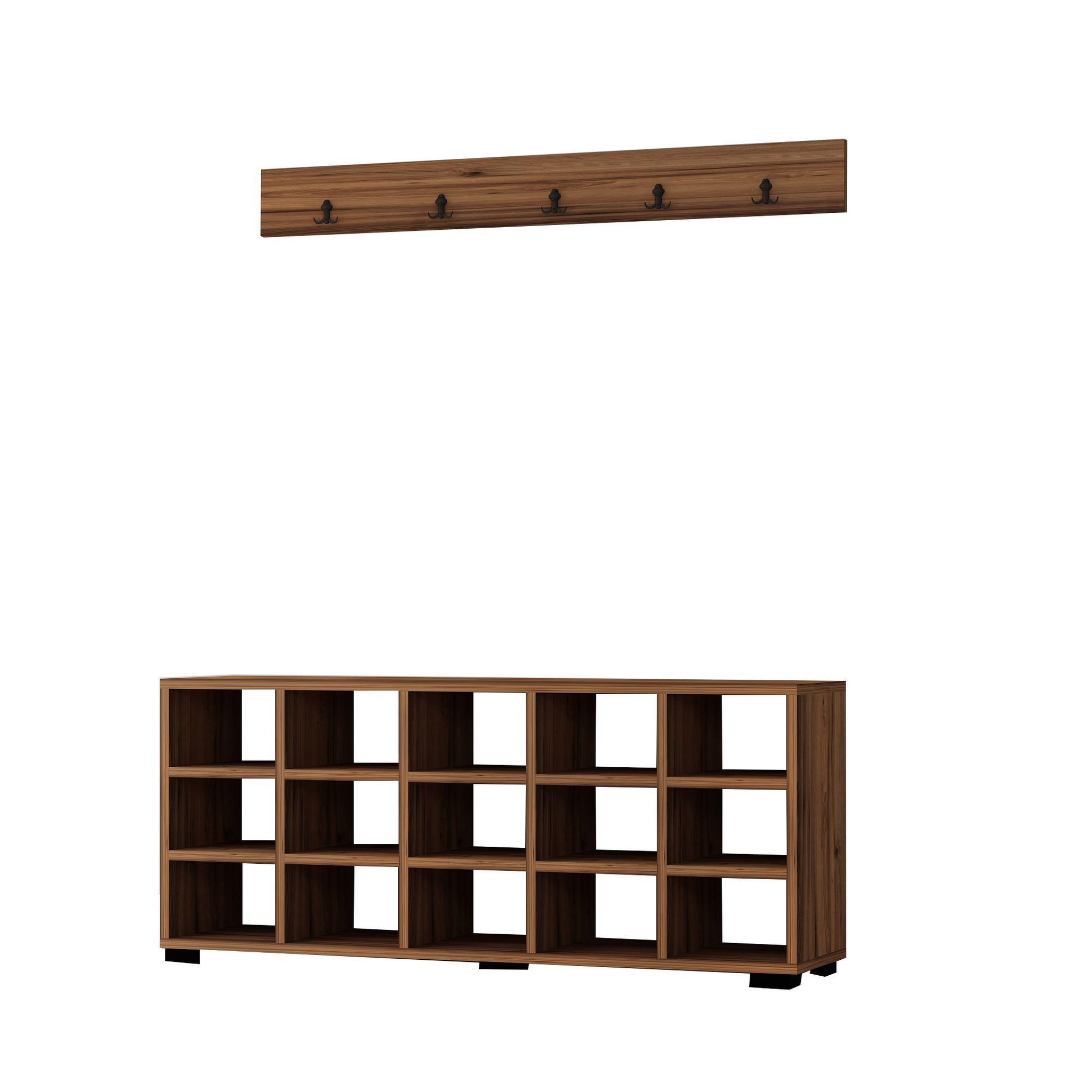 Habitat et Jardin Meuble à chaussures avec porte manteau en bois  talu  - 120 x 30 x 52 cm - marron