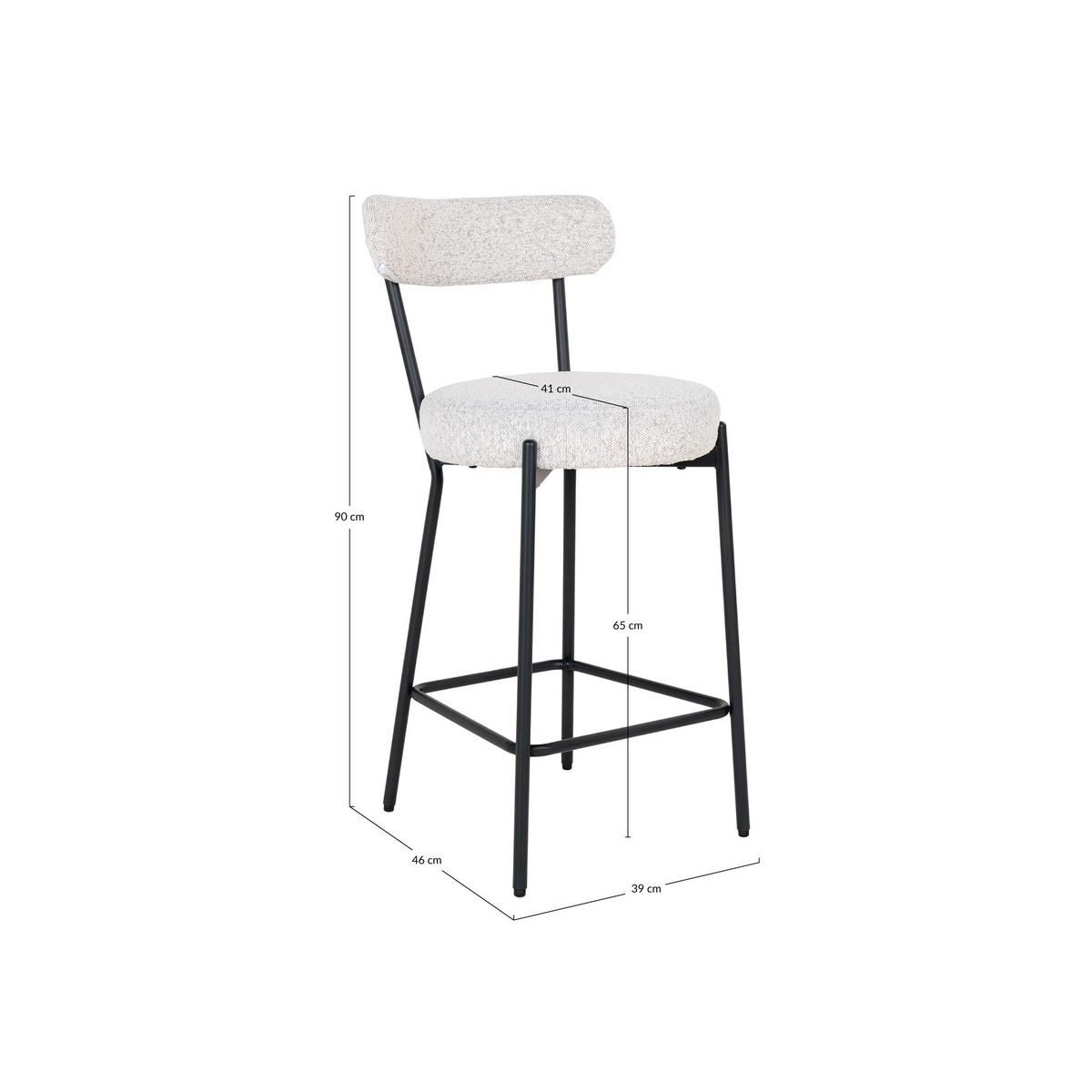 LISA DESIGN Ivanec - tabouret de bar - en tissu bouclette