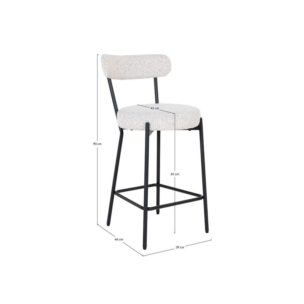 LISA DESIGN Ivanec - tabouret de bar - en tissu bouclette