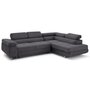 Voir la diapositive 2 : LISA DESIGN Zaria - canapé d'angle droit 5 places convertible avec coffre et têtières en velours côtelé grosses côtes