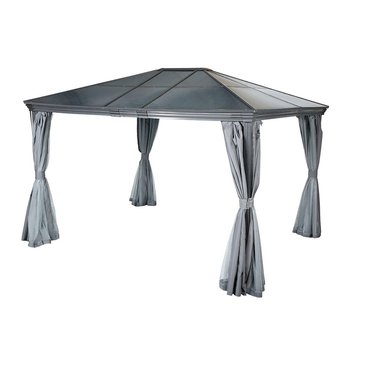 HESPERIDE Pergola Belize en aluminium et polycarbonate - L. 360 x 300 cm - Graphite
