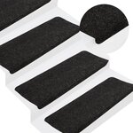 VIDAXL Tapis d'escalier auto-adhesifs 15 pcs 65x24,5x3,5 cm Anthracite