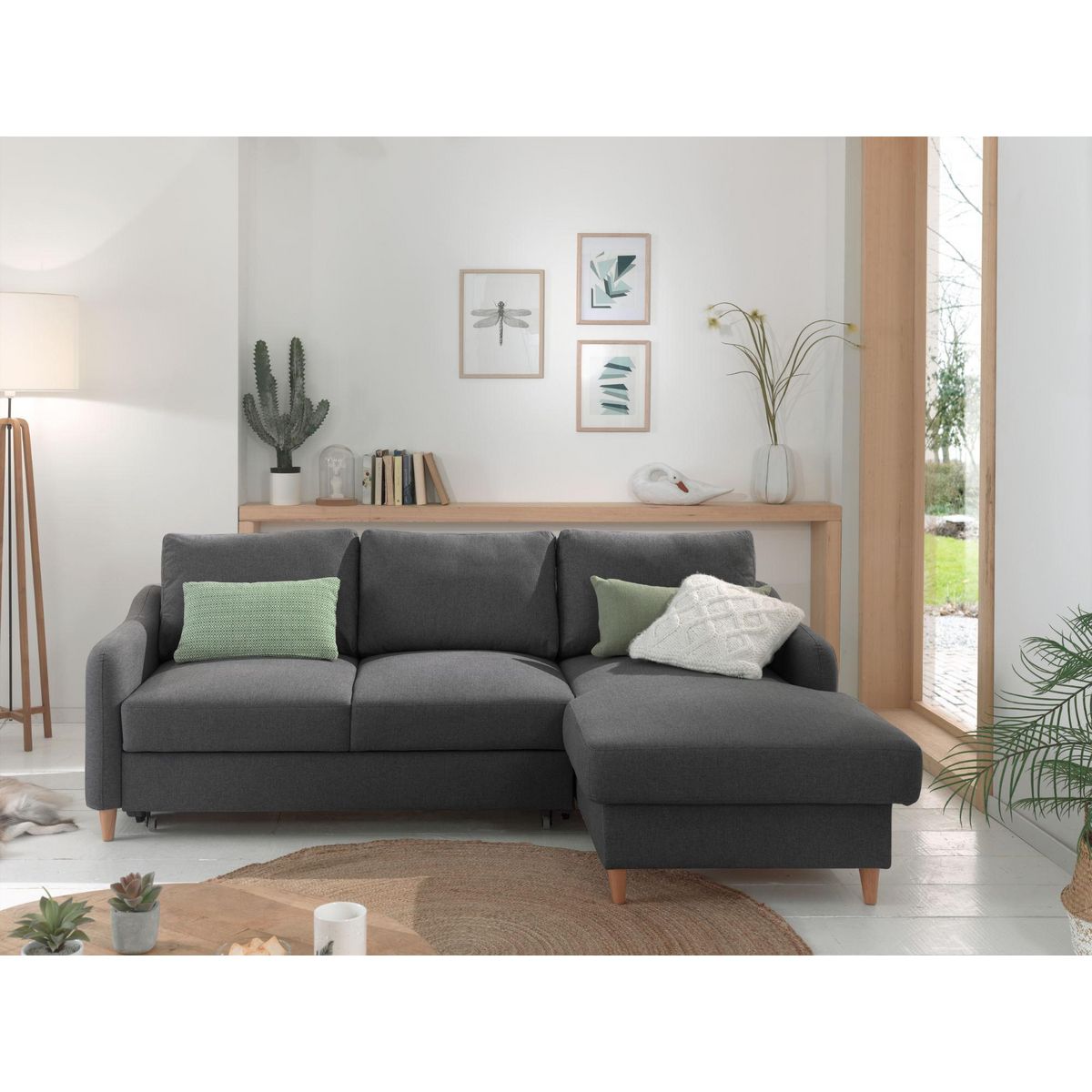 LISA DESIGN Will - canapé d'angle droit - convertible avec coffre - 4 places - en tissu