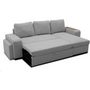 Voir la diapositive 5 : MARKET24 Canapé d'angle convertible réversible VALDO 3 a 4 places - Tissu Souris - Tablette avec USB - Coffre + Pouf - L247xP143xH86 cm