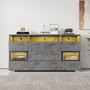Voir la diapositive 2 : MERAX Buffet 2 porte(s) 3 tiroir(s) - 140 cm gris led panneau de particules