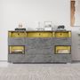 Voir la diapositive 2 : MERAX Buffet 2 porte(s) 3 tiroir(s) - 140 cm gris led panneau de particules