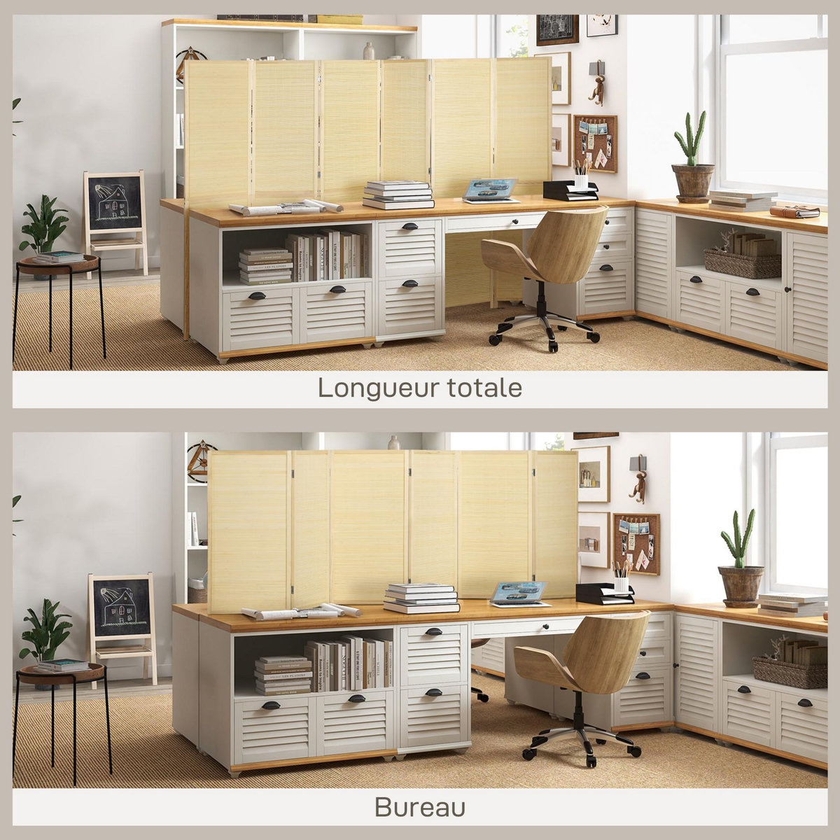 HOMCOM Paravent séparateur de pièce 6 panneaux pliables dim. 270L x 180H cm bois de bambou