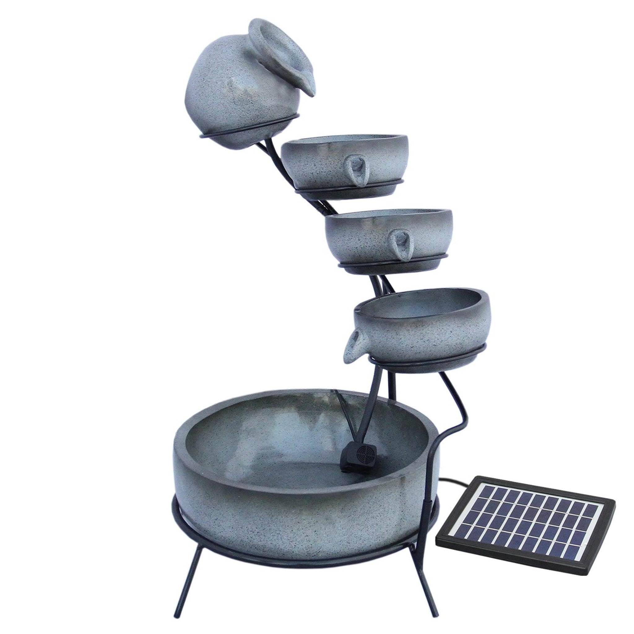Voir la diapositive 1 : MONSTERSHOP Fontaine de jardin à 4 niveaux avec panneau solaire