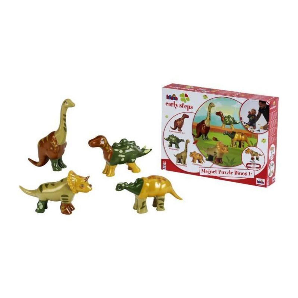 Klein Jouet magnétique - KLEIN - 4 grands dinosaures Funny Puzzle, 1+ - Stimule la créativité et l'habileté manuelle !