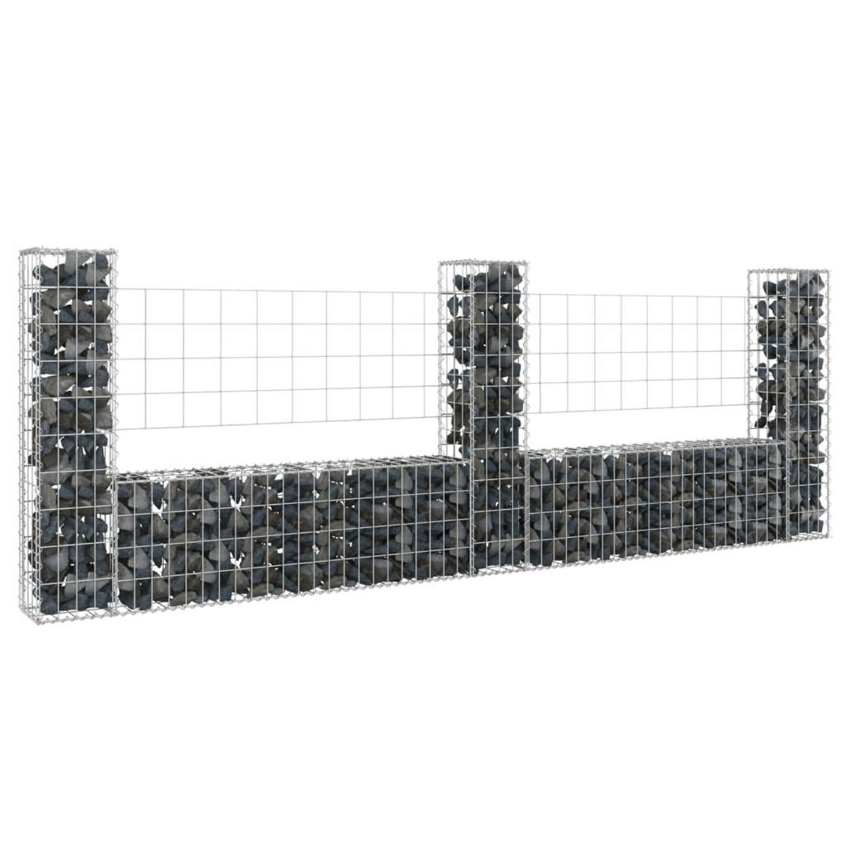 VIDAXL Panier de gabion en forme de U avec 3 poteaux Fer 260x20x100 cm