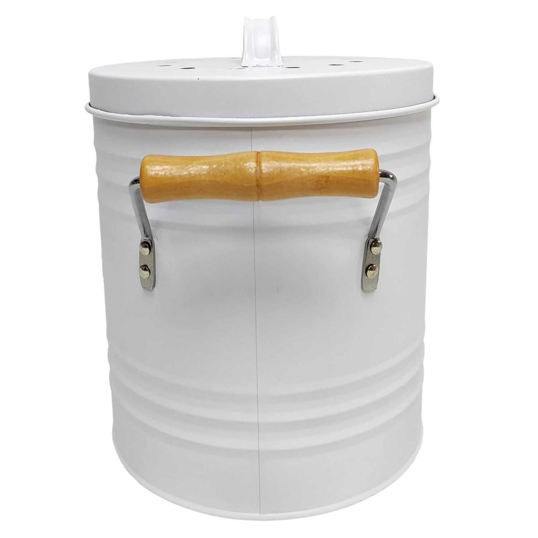Voir la diapositive 3 : Je cherche une idee Poubelle en métal  compost  4l blanc