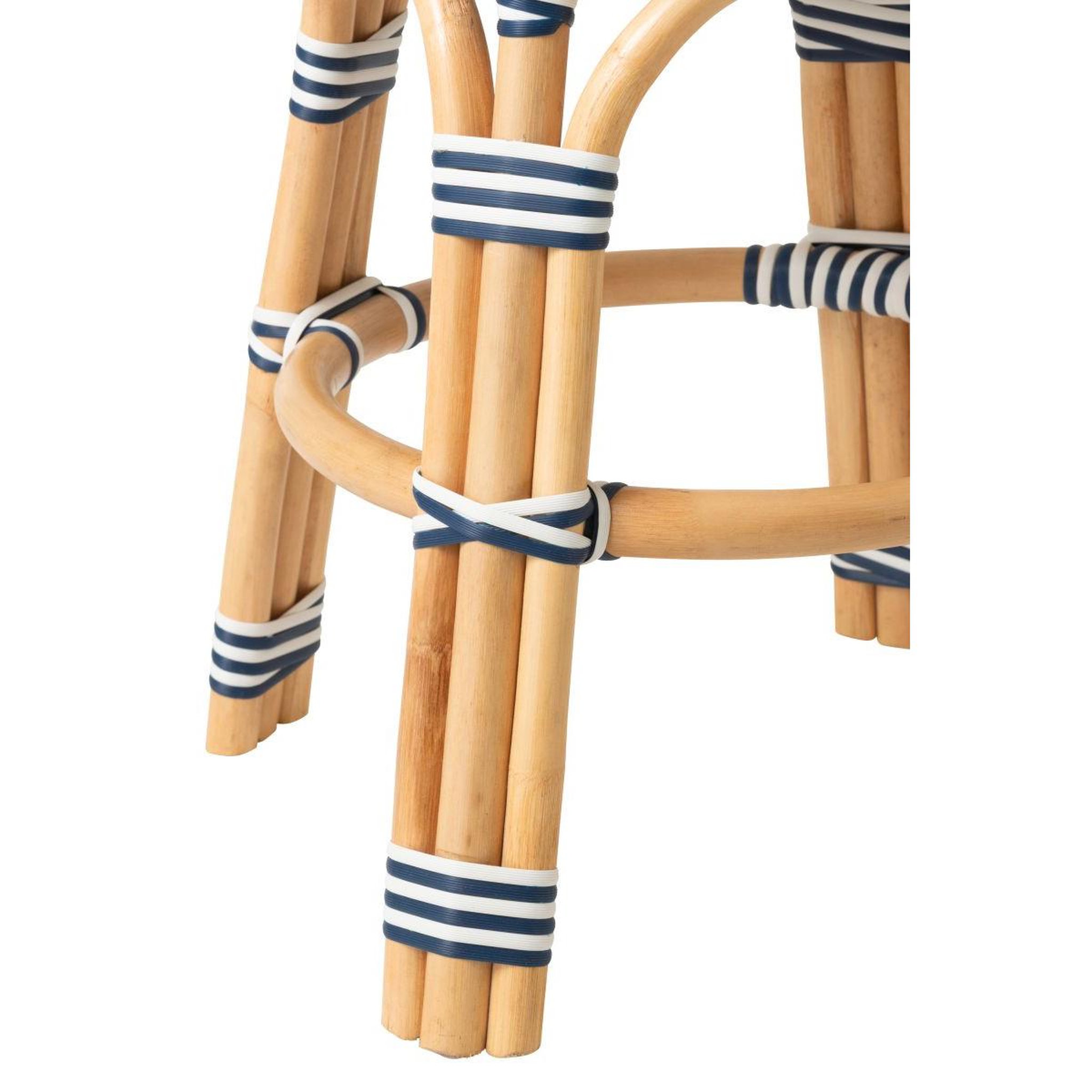 Voir la diapositive 4 : J-LINE Tabouret en rotin  geo  46cm bleu & blanc
