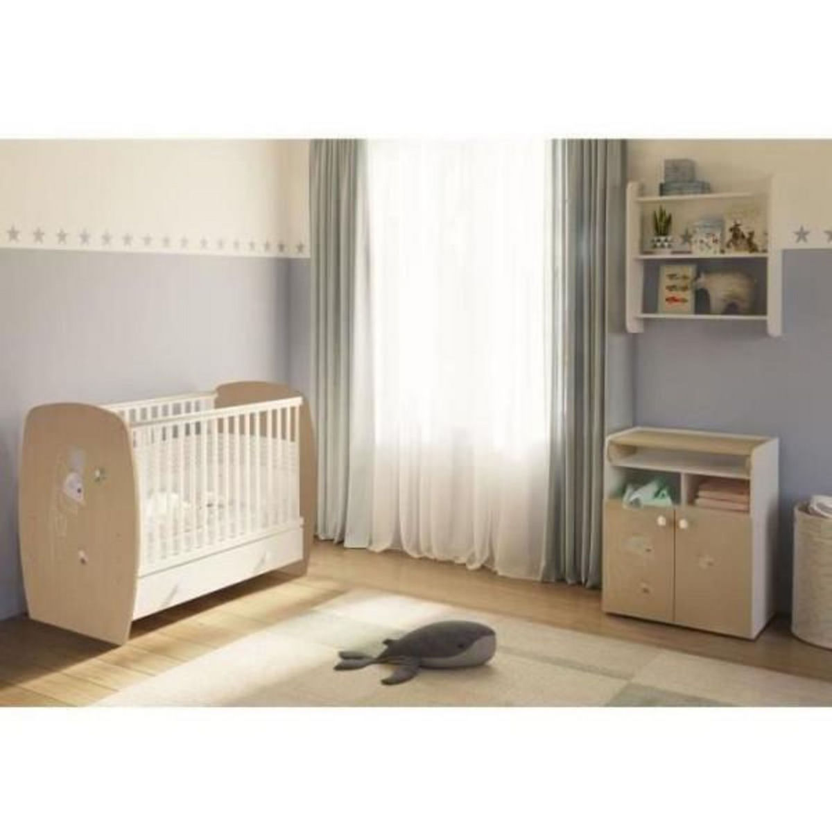 POLINI KIDS POLINI KIDS AMIS ZEN Lit NEVA 120*60 avec tiroir blanc/naturel