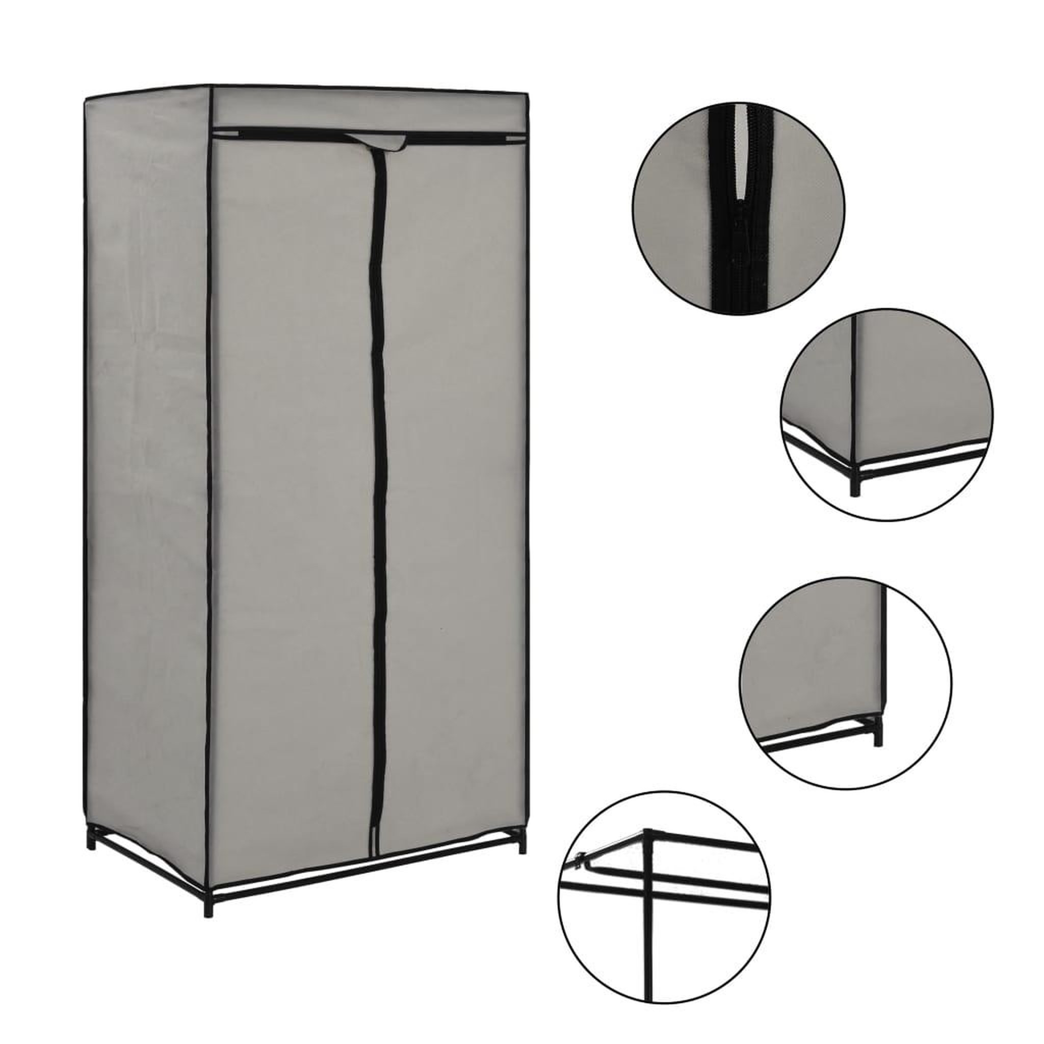 Voir la diapositive 1 : VIDAXL Garde-robe Gris 75x50x160 cm