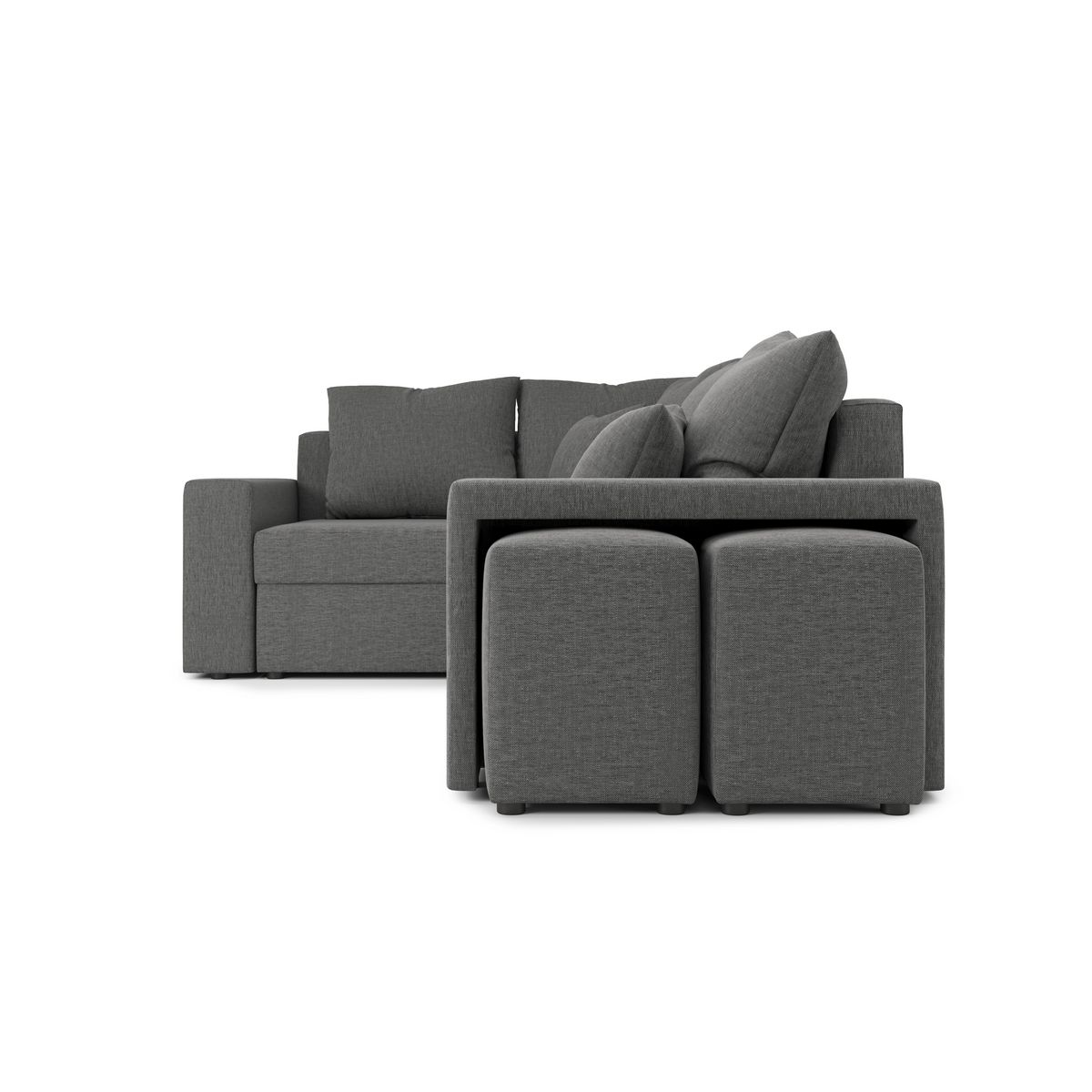 Canapé d'angle convertible réversible 5 places avec étagères et poufs intégrés AUSTIN XL