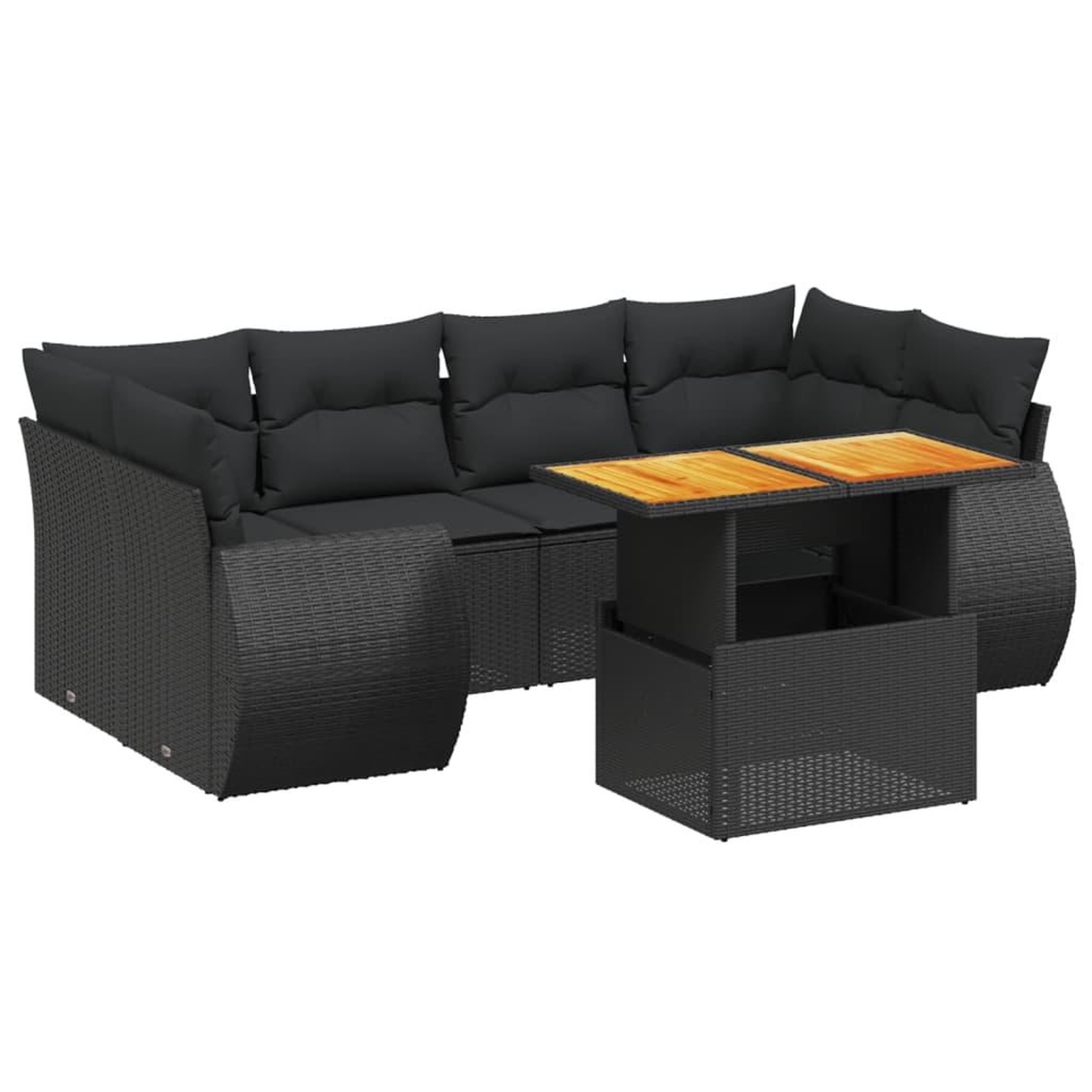 Voir la diapositive 2 : VIDAXL Salon de jardin 7 pcs avec coussins noir resine tressee