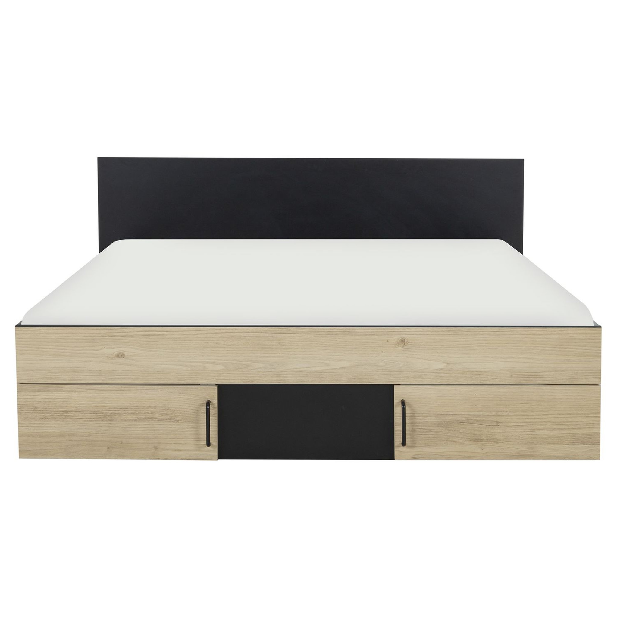Voir la diapositive 2 : Lit double avec rangement style industriel 160x200cm LEXIS