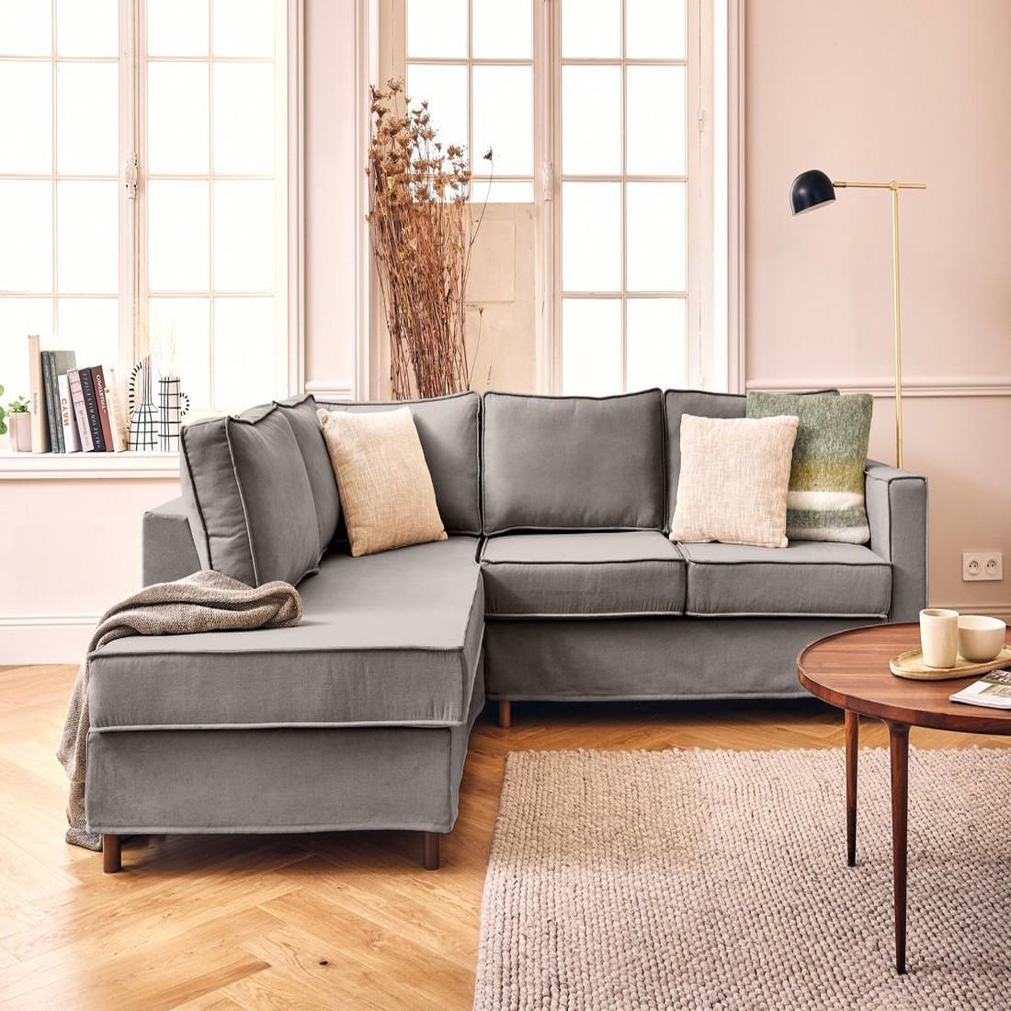 Voir la diapositive 1 : LISA DESIGN Jake - canapé déhoussable d'angle gauche 5 places en tissu