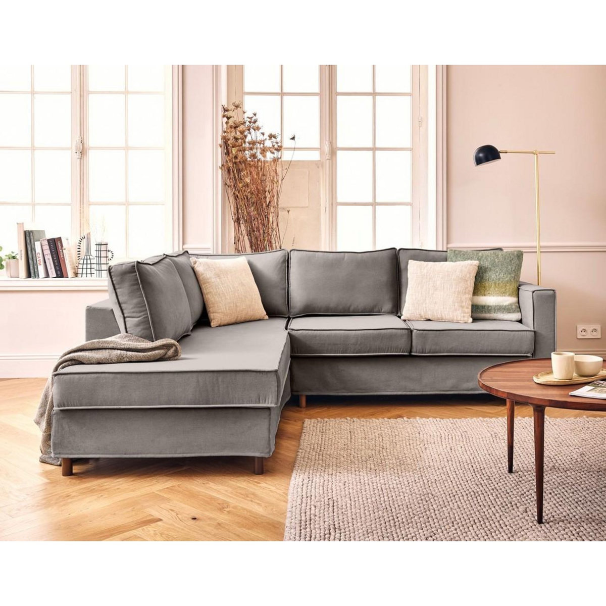 LISA DESIGN Jake - canapé déhoussable d'angle gauche 5 places en tissu