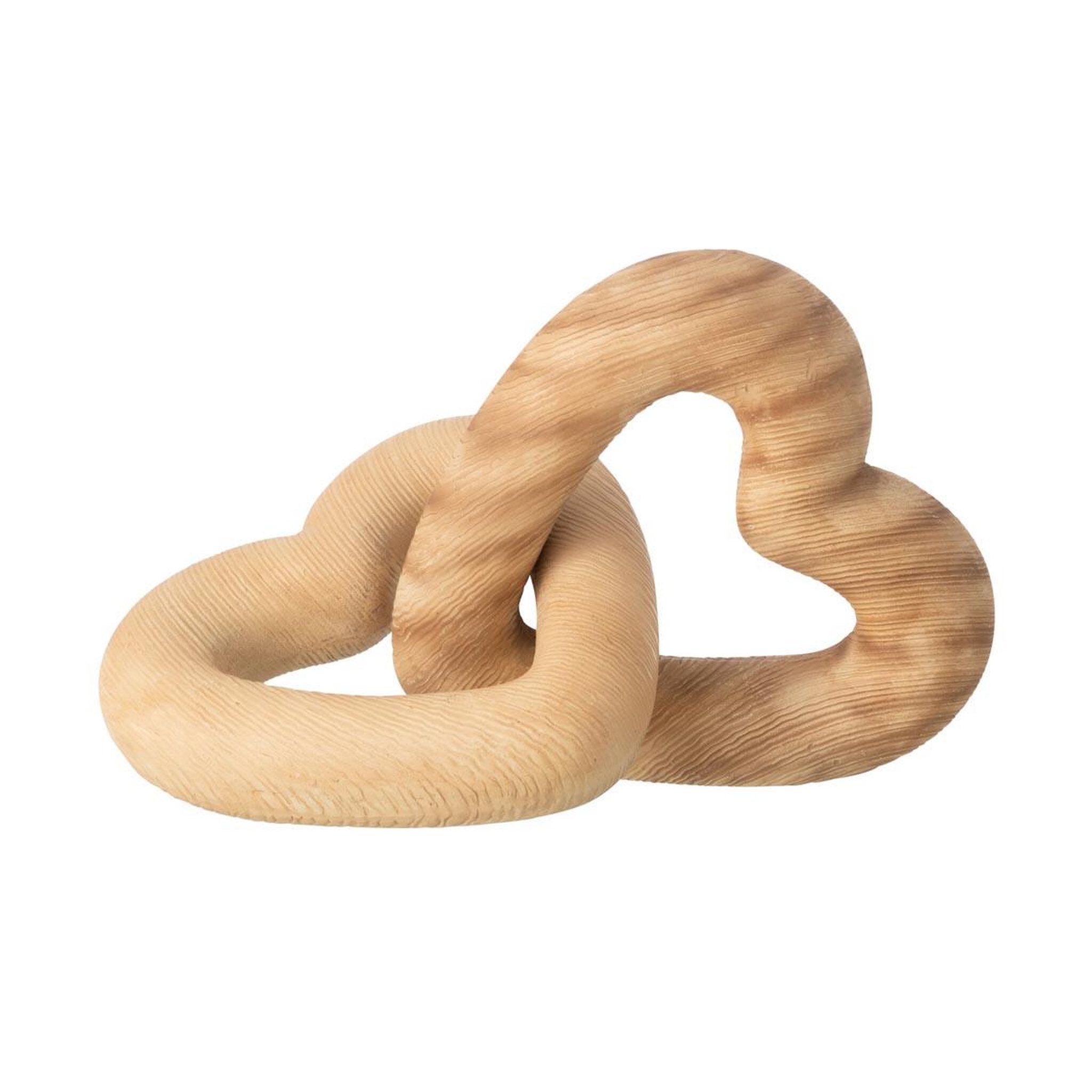 J-LINE Déco cœurs en résine  entrelacés  25cm naturel
